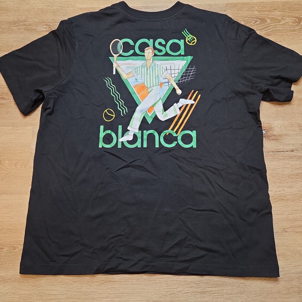 Casablanca Tennis Club Mens XL Black Organic Cotton Tennis Graphic T-Shirt